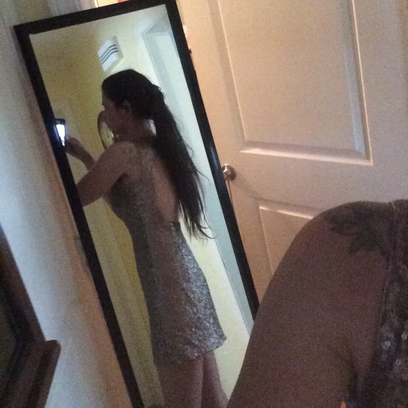 Esley Small Gold Sequin Open Back Tank Short Dress - Picture 10 of 16